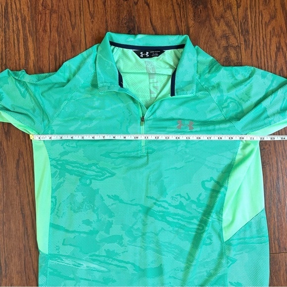 Under Armour Green Patterned Pullover 1/4 Zip Long Sleeve Athletic Top Large - Picture 10 of 12